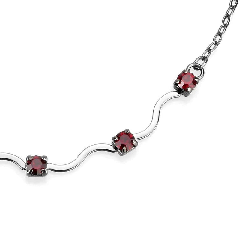 Necklace LO4730 Ruthenium White Metal Necklace with AAA Grade CZ in Siam