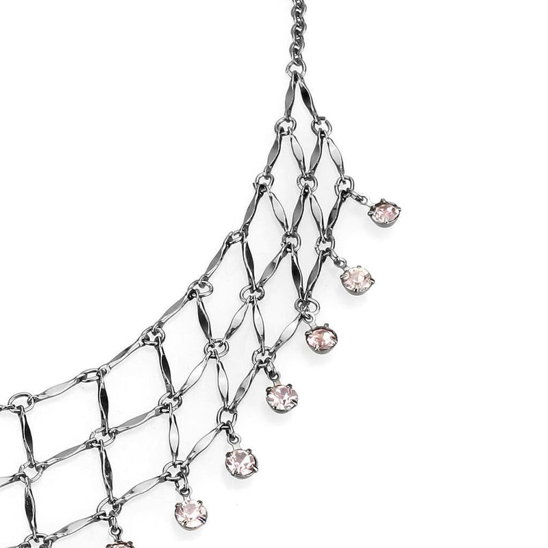 Necklace LO4731 Ruthenium White Metal Necklace with Top Grade Crystal