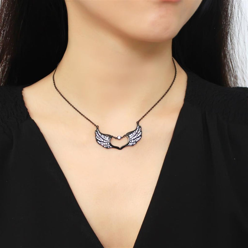 Silver Necklaces Necklace TK3496 Black - Stainless Steel Necklace with Top Grade Crystal Alamode Fashion Jewelry Outlet