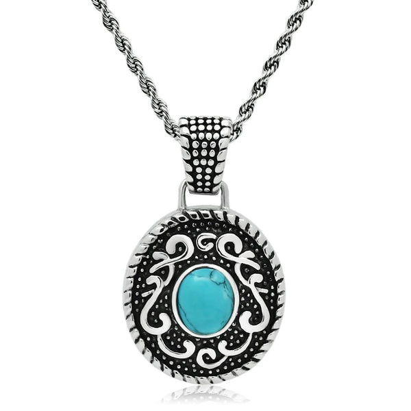 Necklace TK550 Stainless Steel Necklace with Synthetic in Sea Blue