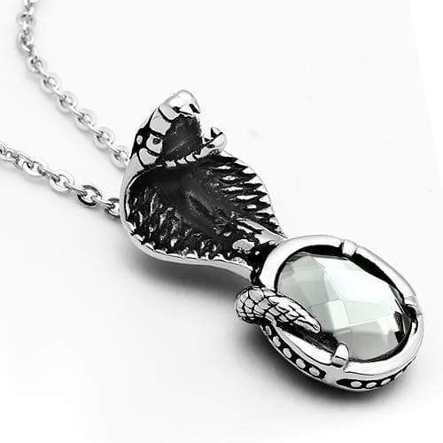 Silver Necklaces Necklace TK552 Stainless Steel Necklace with Synthetic in Jet Alamode Fashion Jewelry Outlet