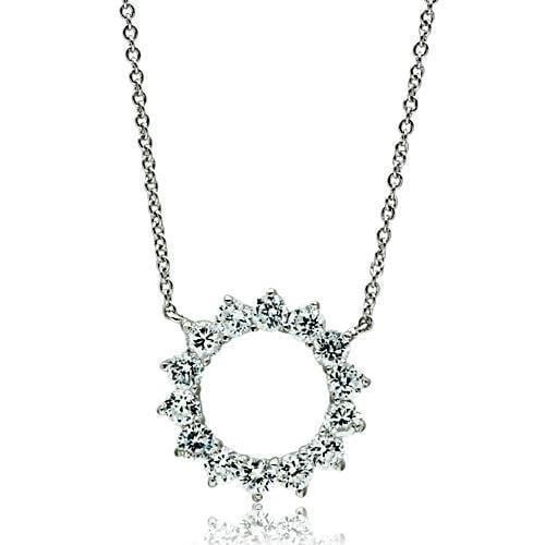 Necklaces For Women 3W072 Rhodium Brass Necklace with AAA Grade CZ
