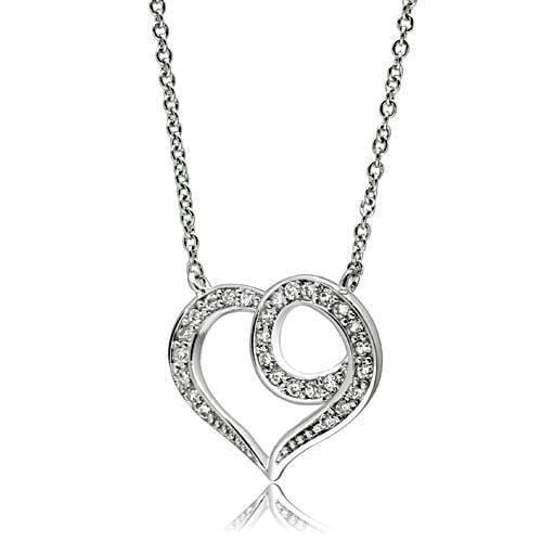 Necklaces For Women 3W075 Rhodium Brass Necklace with AAA Grade CZ