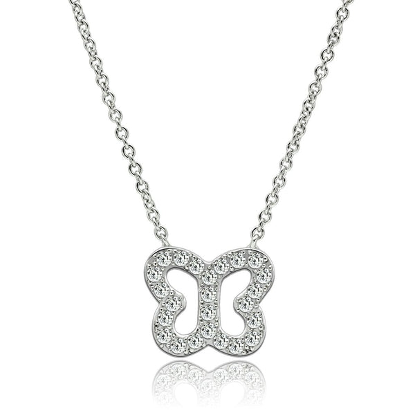 Necklaces For Women 3W078 Rhodium Brass Necklace with AAA Grade CZ