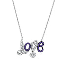 Necklaces For Women 3W414 Rhodium + Ruthenium Brass Necklace with CZ