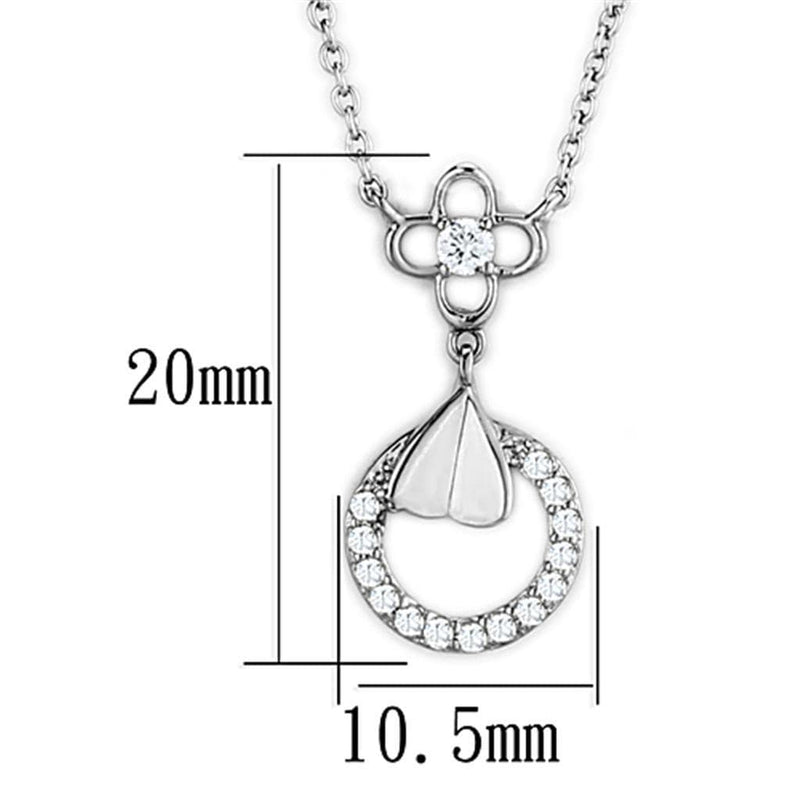 Necklaces For Women 3W419 Rhodium Brass Necklace with AAA Grade CZ
