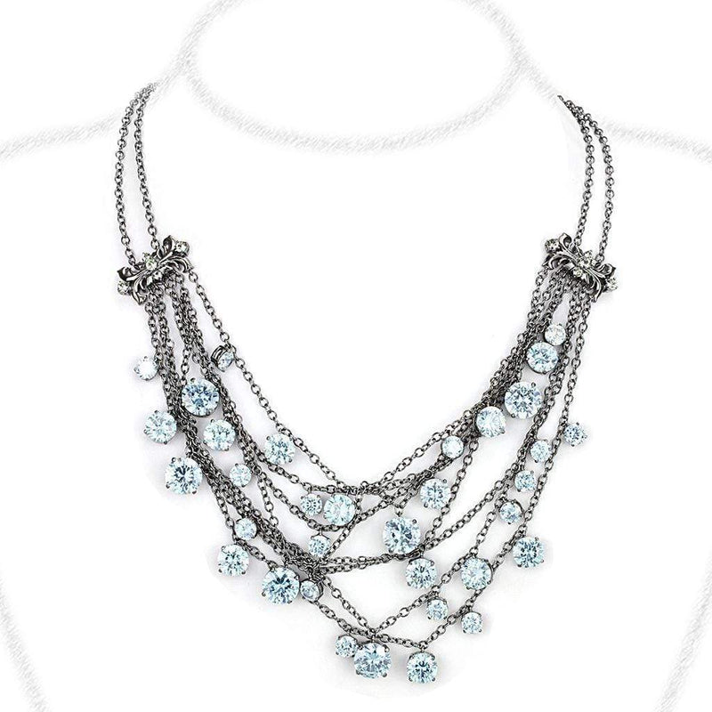 Silver Necklaces Pandora Necklace LO4217 TIN Cobalt Black Brass Necklace with AAA Grade CZ Alamode Fashion Jewelry Outlet
