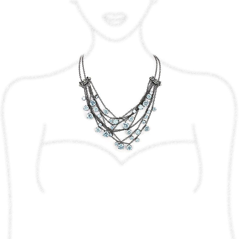 Silver Necklaces Pandora Necklace LO4217 TIN Cobalt Black Brass Necklace with AAA Grade CZ Alamode Fashion Jewelry Outlet