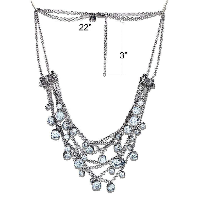 Silver Necklaces Pandora Necklace LO4217 TIN Cobalt Black Brass Necklace with AAA Grade CZ Alamode Fashion Jewelry Outlet