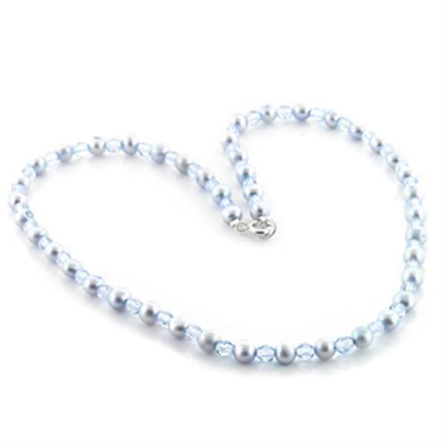Silver Necklaces Pandora Necklace LO733 Stone Necklace with Synthetic in Light Sapphire Alamode Fashion Jewelry Outlet