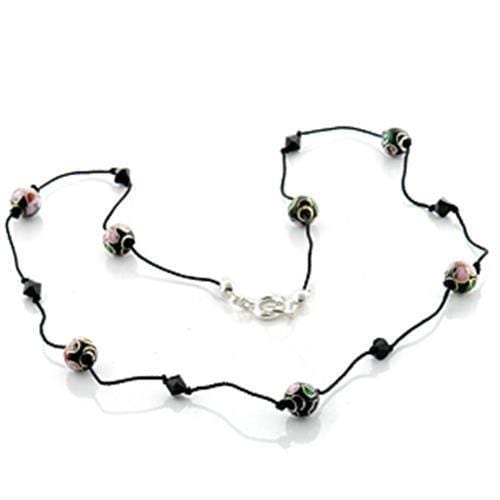 Silver Necklaces Pandora Necklace LO737 Brass Necklace with Epoxy Alamode Fashion Jewelry Outlet