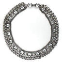 Silver Necklaces Silver Necklace LO1137 Antique Silver Brass Necklace with Synthetic Alamode Fashion Jewelry Outlet