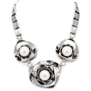 Silver Necklaces Silver Necklace LO1867 Antique Silver White Metal Necklace with Synthetic Alamode Fashion Jewelry Outlet