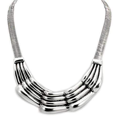 Silver Necklaces Silver Necklace LO1886 Antique Silver White Metal Necklace Alamode Fashion Jewelry Outlet