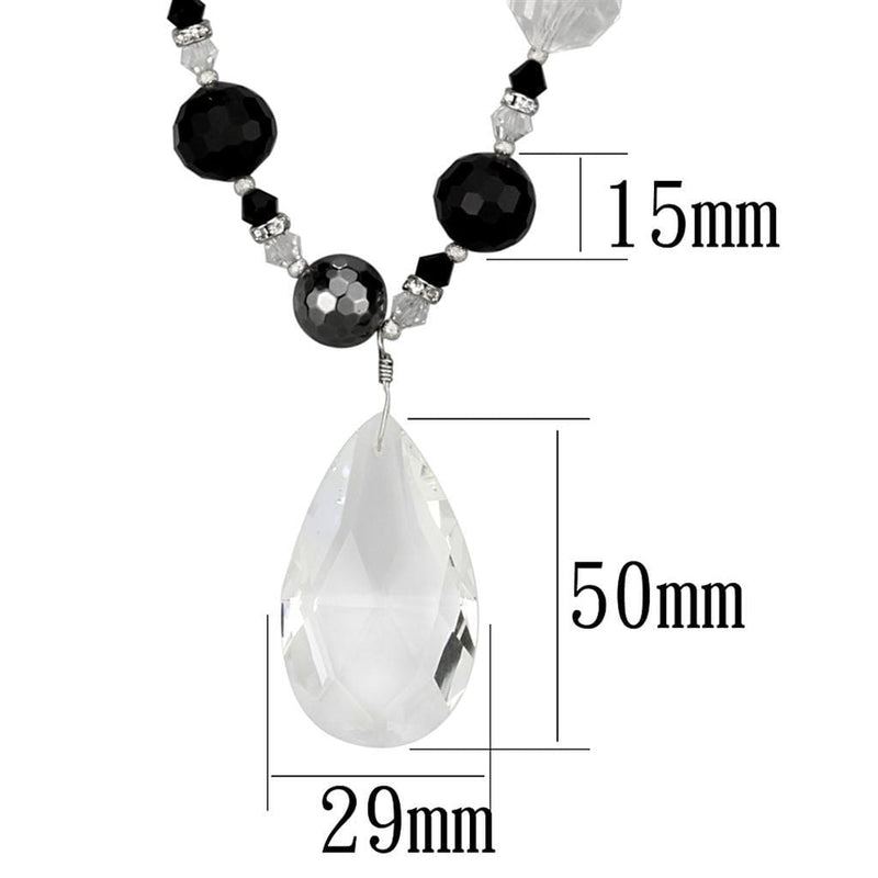 Silver Necklaces Silver Necklace LO3817 Antique Silver White Metal Necklace with Synthetic Alamode Fashion Jewelry Outlet