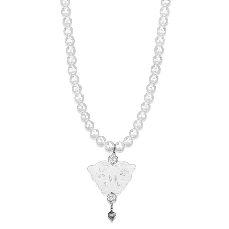 Silver Necklaces Silver Necklace LO3821 Antique Silver White Metal Necklace with Synthetic Alamode Fashion Jewelry Outlet