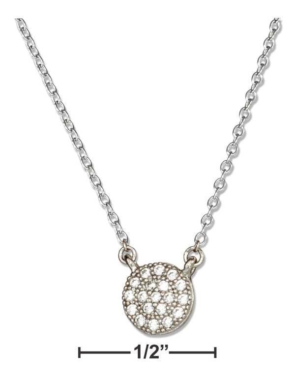 Silver Necklaces Sterling Silver 14"-16" Adjustable Micro Pave Cubic Zirconia Button Necklace JadeMoghul Inc.