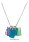 Silver Necklaces Sterling Silver 16"-18" Adj Beach Palette Blue Green Rectangle Sea Glass Necklace JadeMoghul Inc.