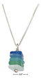 Silver Necklaces Sterling Silver 16"-18" Adj Stacked Sea Mist Palette Blue Green Sea Glass Necklace JadeMoghul