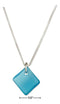 Silver Necklaces Sterling Silver 16"-18" Adj Turquoise Bright Aqua Blue Square Sea Glass Necklace JadeMoghul
