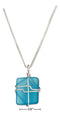 Silver Necklaces Sterling Silver 16"-18" Adj Wrapped Turquoise Bright Aqua Blue Sea Glass Necklace JadeMoghul