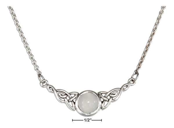Silver Necklaces Sterling Silver 16-18" Adjustable Cable Chain Celtic Knot Moonstone Necklace JadeMoghul Inc.