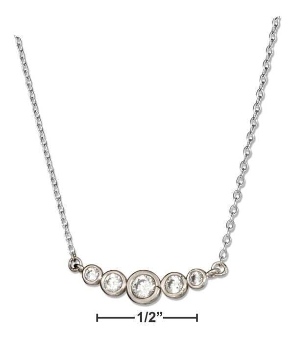 Silver Necklaces Sterling Silver 16"-18" Adjustable Graduated Crescent Cubic Zirconia Necklace JadeMoghul Inc.