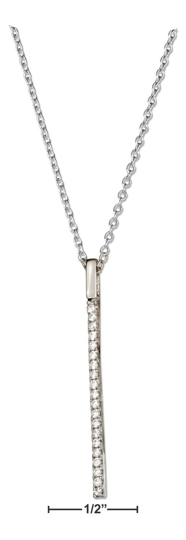 Silver Necklaces Sterling Silver 16"-18" Adjustable Micro Pave Cubic Zirconia Vertical Bar Necklace JadeMoghul Inc.