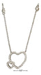 Silver Necklaces Sterling Silver 16.5"-18.5" Adjustable Micro Pave Cubic Zirconia Double Open Hearts Necklace JadeMoghul Inc.