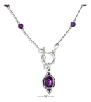 Silver Necklaces Sterling Silver 16" Amethyst Beaded Liquid Silver Toggle Necklace JadeMoghul Inc.