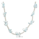 Silver Necklaces Sterling Silver 16" Blue Topaz Nugget Cluster On 2MM Bead Chain Necklace JadeMoghul Inc.