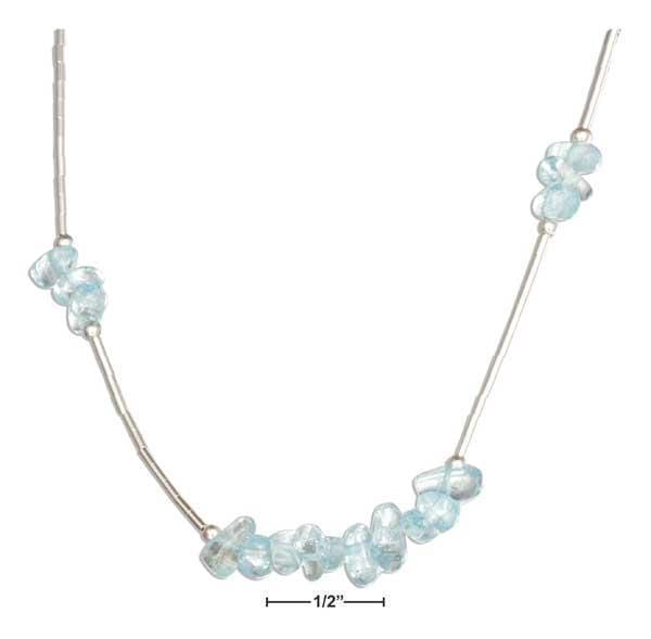 Silver Necklaces Sterling Silver 16" Blue Topaz Nuggets On Liquid Silver Necklace JadeMoghul Inc.