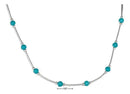 Silver Necklaces Sterling Silver 16" Liquid Silver And Scattered Simulated Turquoise Bead Necklace JadeMoghul Inc.