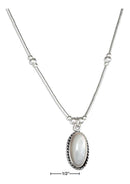 Silver Necklaces Sterling Silver 16" Liquid Silver Oval Mother Of Pearl Necklace JadeMoghul Inc.