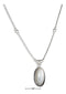 Silver Necklaces Sterling Silver 16" Liquid Silver Oval Mother Of Pearl Necklace JadeMoghul Inc.