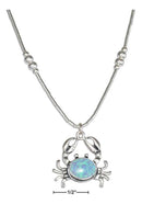 Silver Necklaces STERLING SILVER 16" LIQUID SILVER SYNTHETIC BLUE OPAL CRAB NECKLACE JadeMoghul
