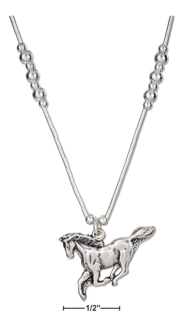 Silver Necklaces Sterling Silver 16" Liquid Silver With Dangling Running Horse Necklace JadeMoghul Inc.