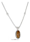 Silver Necklaces Sterling Silver 16" Liquid Silver With Oval Tiger Eye Necklace JadeMoghul Inc.