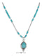 Silver Necklaces Sterling Silver 16" Liquid Silver With Simulated Turquoise Teardrop Necklace JadeMoghul Inc.