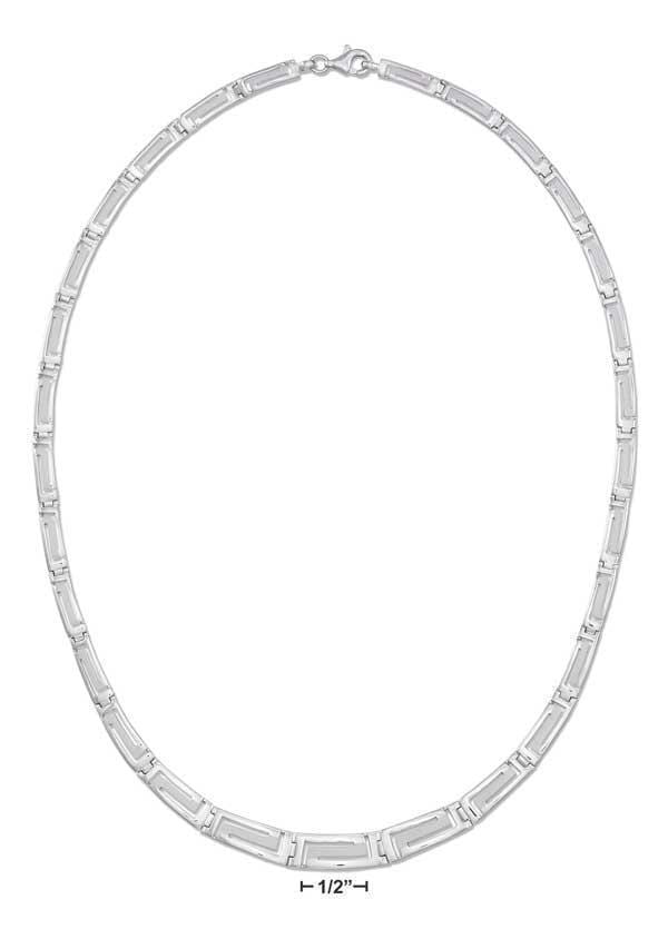 Silver Necklaces Sterling Silver 16" Tapered Greek Key Link Necklace JadeMoghul Inc.