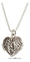 Silver Necklaces Sterling Silver 18" Antiqued Angel Wings Heart Locket Necklace JadeMoghul Inc.