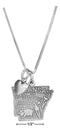 Silver Necklaces Sterling Silver 18" Arkansas State Pendant Necklace With Heart Charm JadeMoghul Inc.