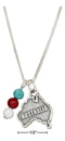Silver Necklaces Sterling Silver 18" Australia Map Pendant Necklace With Blue Red And White Beads JadeMoghul