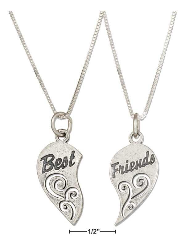 Silver Necklaces Sterling Silver 18" "best Friends" Mizpah Heart Necklace Set JadeMoghul