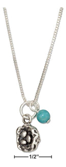 Silver Necklaces Sterling Silver 18" Bird Nest Pendant Necklace With Blue Riverstone Bead JadeMoghul