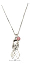 Silver Necklaces Sterling Silver 18" Breast Cancer Awareness Ribbon Necklace With Pink Riverstone JadeMoghul Inc.