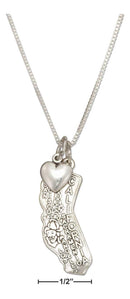 Silver Necklaces Sterling Silver 18" California State Pendant Necklace With Heart Charm JadeMoghul