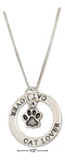 Silver Necklaces Sterling Silver 18" "cat Lover" Washer Pendant Necklace With Paw Print JadeMoghul