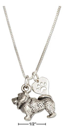 Silver Necklaces Sterling Silver 18" Chow Chow Dog Pendant Necklace With Paw Print Heart JadeMoghul Inc.