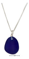 Silver Necklaces Sterling Silver 18" Cobalt Deep Ocean Blue Pebble Sea Glass Pendant Necklace JadeMoghul
